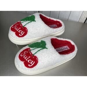 New! Juicy couture Women’s Cherry Slippers Small Sz 5-6 Limited Edition